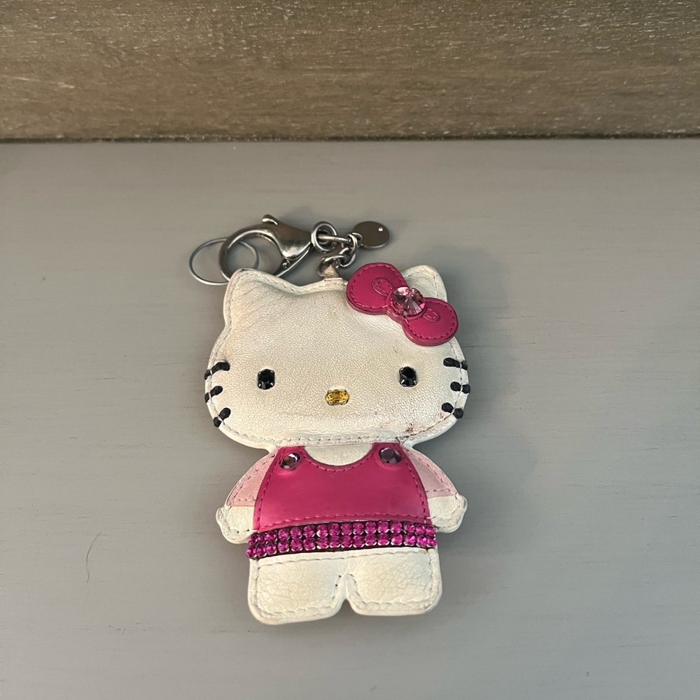 Swarovski X Sanrio Leather Hello Kitty Keychain / Bag Charm with Pink Accents